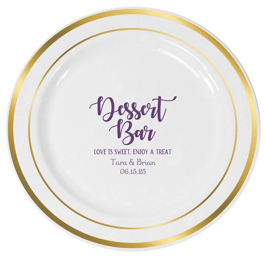 Dessert Bar Premium Banded Plastic Plates